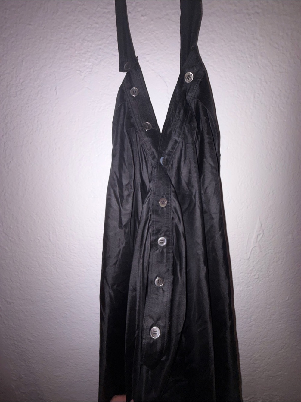 Black Button-Front Halter Dress